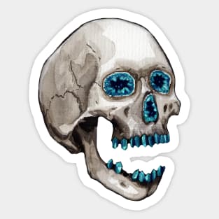 Aquamarine Geode Crystal Skull Sticker